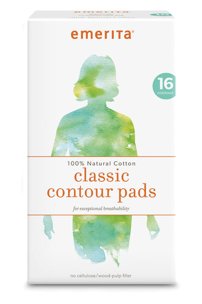 Natural Cotton Classic Contour Pads, Regular, 16ct